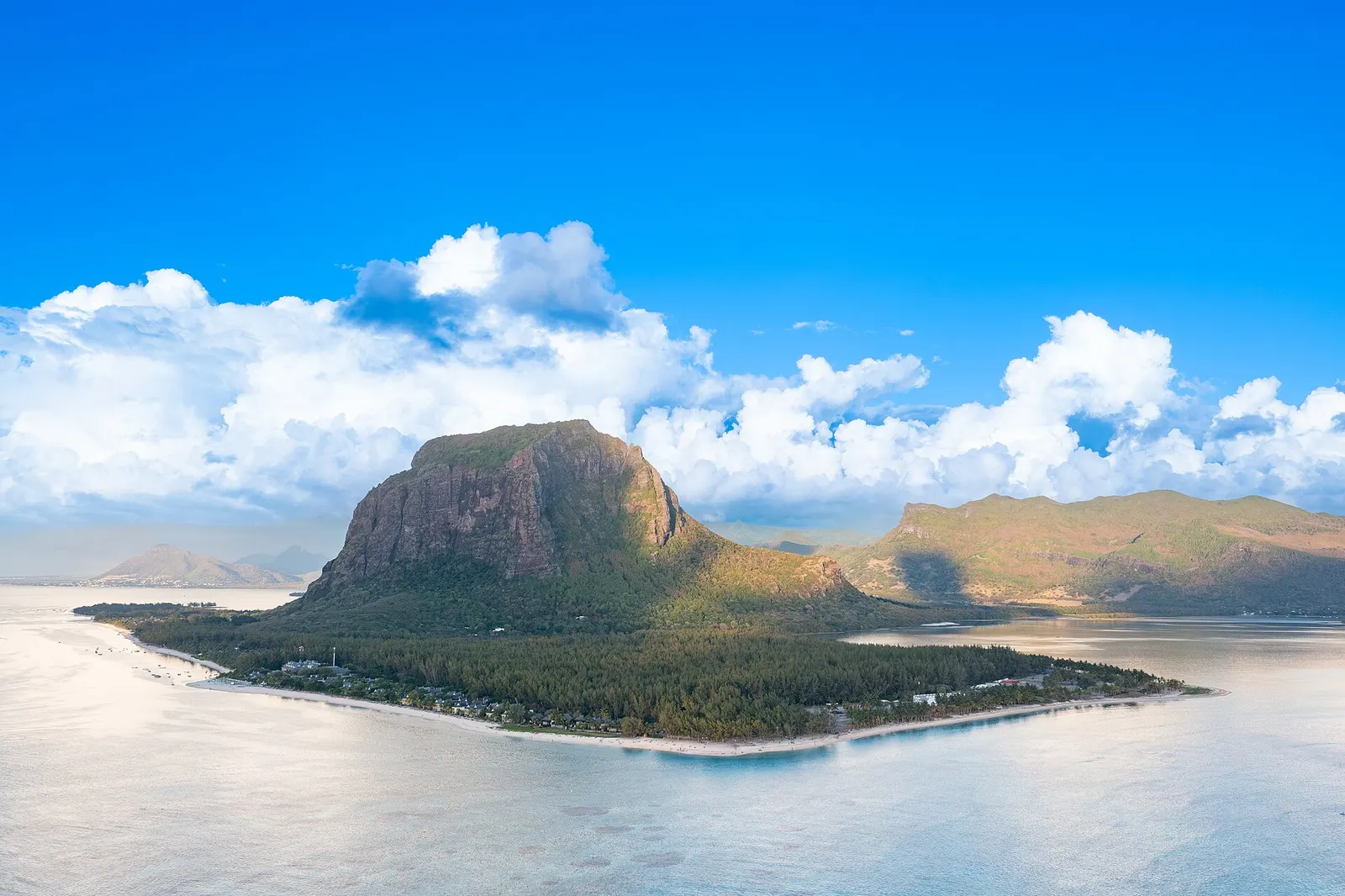 Le Morne Brabant and its lagoon from the air
